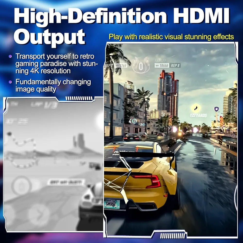 M8 4K Game Stick Lite with Dual 2.4G Wireless Game Controllers | Plug & Play Retro Console with 10000+ Classic Games | HDMI TV Video Game Console | Black