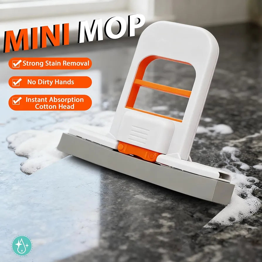 Mini Foldable Desktop Mop – Portable Versatile Wet & Dry Cleaning Sponge Mop for Home & Car