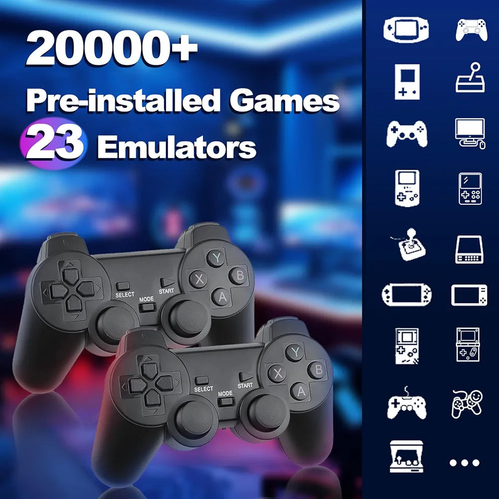 M8 4K Game Stick Lite with Dual 2.4G Wireless Game Controllers | Plug & Play Retro Console with 10000+ Classic Games | HDMI TV Video Game Console | Black